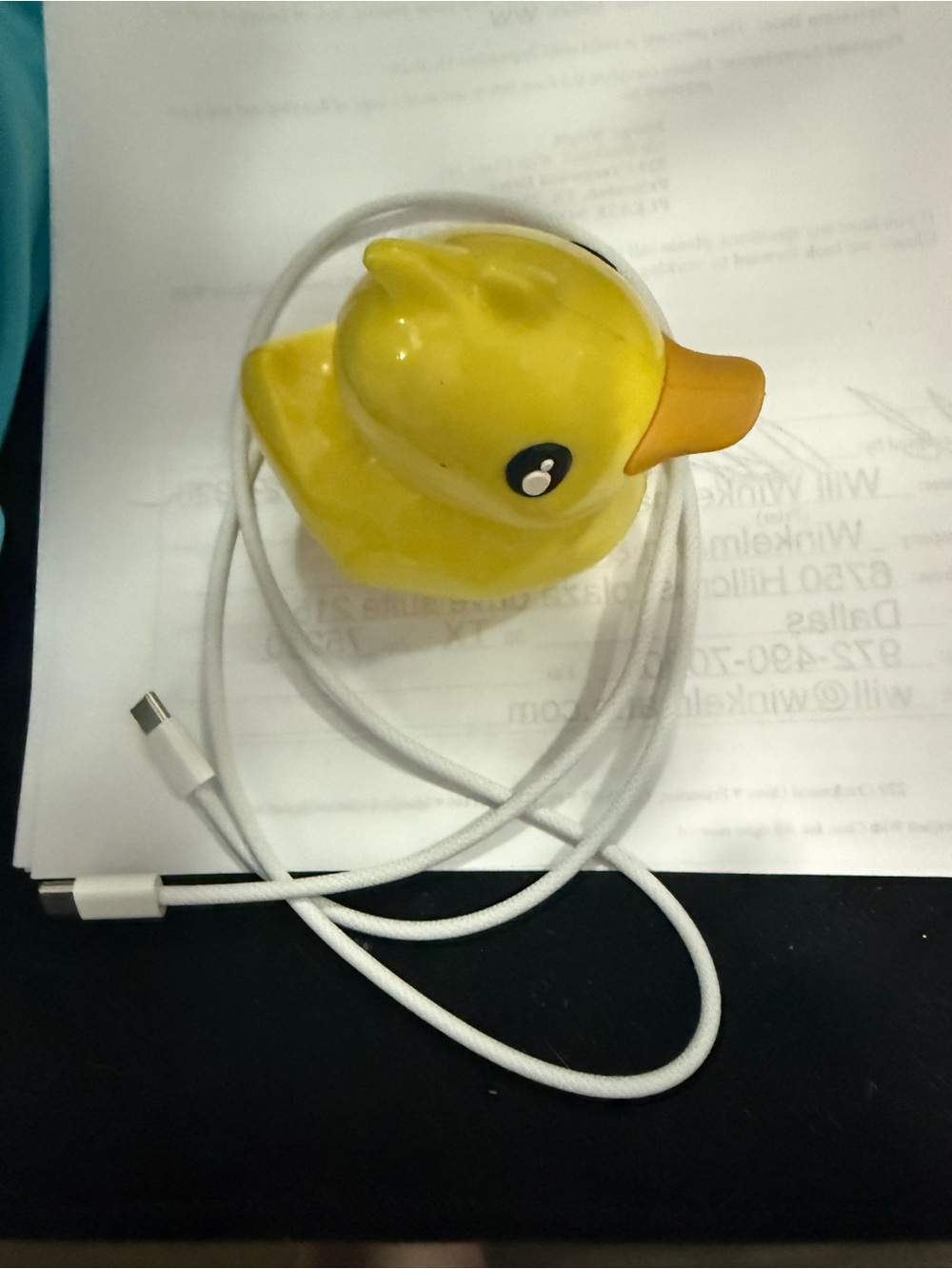 Yellow Duck Wired Power Bank - Cute Portable Charger